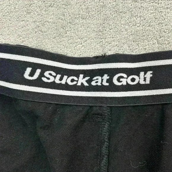 U Suck At Golf Pants Mens Size 40 Black USAG Cotton Spandex Blend Trouser - Picture 6 of 12
